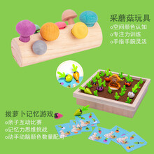 特宝儿蘑菇钉同款采蘑菇拼插钉幼儿园早教玩具大小空间配对精细动作认知蔬菜1-2岁 采蘑菇+拔萝卜记忆游戏