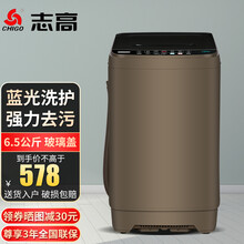 志高（CHIGO）全自动大容量波轮洗衣机小型家用迷你宿舍租房带甩干  蓝光洁衣 6.5公斤咖啡金【玻璃盖板+蓝光洗护+强电机】