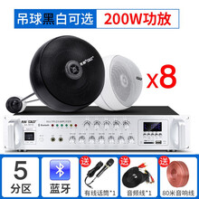 先科（SAST）吊球吸顶喇叭音响 同轴吊顶球形家庭店铺学校餐厅背景音乐系统套装公共广播音箱 200W蓝牙功放+吊球*8 20W黑色吊球