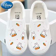 迪士尼旗舰官方店同款女童帆布鞋2021春夏季新款时尚卡通单鞋儿童中大童一脚蹬布鞋童鞋小孩子的1-14 白色 27