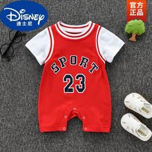 迪士尼（Disney）新生婴儿儿连体衣夏装3薄款衣服纯棉夏天季6个月宝宝衣服7包屁衣8 红色 73cm