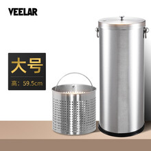 VEELAR大号茶渣桶不锈钢圆形带隔渣茶水桶茶叶垃圾桶商用酒楼办公室酒店 不锈钢圆形大号茶渣桶