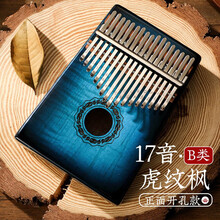 鲁儒 hluru 拇指琴 卡林巴琴17音渐变色虎纹枫木手指琴打击乐器kalimba拇指钢琴 B类虎纹 【B类】虎纹枫木 17音 渐变蓝