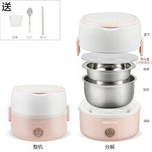 可插电自热加热饭盒上班族保温神器蒸饭热饭便携式便当饭菜充电带 双层/粉色