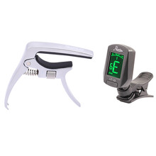 青歌 AC-30吉他变调夹力度调节电木民谣贝斯尤克里里移调夹金属变音夹 AC-30吉他变调夹＋LT-23吉他调音器 银色