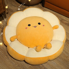 物枕居 花朵坐垫屁垫办公室久坐椅垫宿舍屁股垫子圆形坐垫卧室地上飘窗 蛋黄(水晶绒) 50cm(底部防滑)蒲团