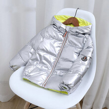 楚歌质优品 新款白鸭绒儿童服男女童宝宝中小孩亮面冬装加厚保暖外套洋气 太空银 100 建议身高80-90cm