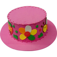 EVA手工帽子材料包 幼儿园手工课diy制作 儿童立体粘贴缝制玩具 粉色（M-4)