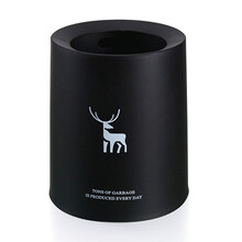 汉世刘家  垃圾桶双层家用大号客厅卧室厨房卫生间办公室创意垃圾篓厕所圆形筒无盖纸篓  黑色大号12L