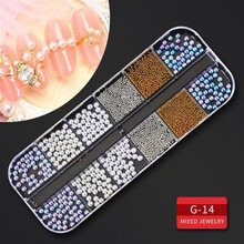 新款美甲饰品全套混装金属铆钉水钻星月钻石贝壳片指甲装饰品 G-14