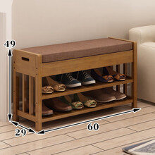 奥瑞利安鞋架换鞋凳实木鞋柜简约现代经济型门厅柜门口多功能储物柜穿鞋凳 60长软垫换鞋凳(茶色)
