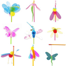 逗猫棒 Amy Carol猫玩具昆虫羽毛亮片逗猫棒蜜蜂蝴蝶太阳花蜻蜓猫咪玩具 10根组合