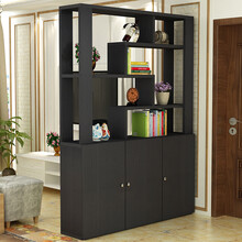 客厅进门玄关柜隔断装饰屏风现代简约酒柜小户型实木双面间厅鞋柜 百诺恩 140长30深200加厚黑胡桃3门 组装  框架结构