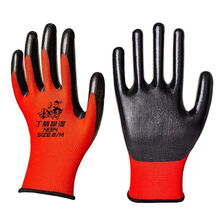 手套劳保耐磨干活手套批发橡胶乳胶手套防滑加厚胶手套带胶 正品红色丁腈 4双