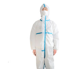 一次性防护隔离衣SMS加厚连体带帽防疫防化医生护士工作服防病毒 压条隔离衣 M码155cm-162cm