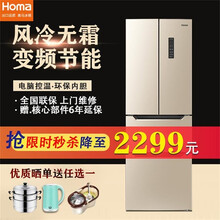 奥马(Homa) 252升法式多门冰箱 风冷双变频57.5CM超薄节能静音无霜家用电冰箱 BCD-252WF/B