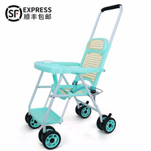 外婆桥婴儿推车可折叠藤椅夏季婴儿小推车竹藤宝宝轻便仿藤夏天简易藤编儿童推车 T826-梦幻绿