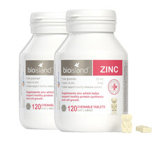 佰澳朗德Bio island 澳洲进口 婴幼儿 宝宝 儿童 补锌咀嚼片120片*2瓶