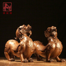 铜聚德 纯紫铜貔貅 家居客厅玄关办公室招财皮丘装饰工艺礼品摆件 紫铜 / 26#貔貅 / 一对