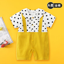 迪迪熊日记 婴儿衣服夏季短袖连体衣新生儿宝宝衣服女夏季薄款纯棉短袖0-3-6-7-8-10个月12男 短袖波点公主 73CM适合6-12月15-18斤