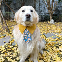 宠物围巾围兜大狗狗口水巾萨摩巨贵金毛饰品中大型犬可爱围脖围嘴 黄色 L(30斤-65斤)