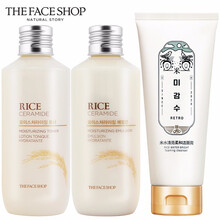 菲诗小铺（The Face Shop）大米水调理保湿水乳芦荟樱桃清亮柔和洁面膏卸妆水油洗面奶套装 ( 大米洁面+大米水+大米乳 )