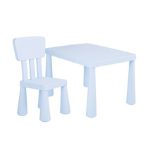 儿童可拆儿童学习桌/小餐桌塑料桌饭桌写字桌 长方形儿童桌子 糖果蓝长方桌+蓝椅 阿木童