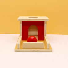 蒙氏教具0-3岁亲子蒙台梭利蒙特幼儿童幼儿园注意力逻辑手指精细训练早教形状几何投币久目标盒子长抽屉 久目标盒子