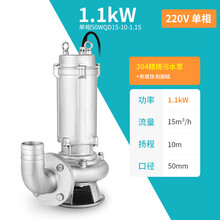 精铸不锈钢潜水泵耐酸碱腐蚀304家用220V污水泵380V抽水机排污泵 304精铸1.1KW口径2寸220V