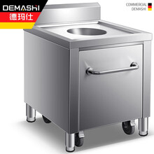 德玛仕DEMASHI锈钢收残车收餐车两用推车食堂泔水回收车收盘车移动餐盘收纳车宝栗 单孔残食柜连车 201不锈钢款