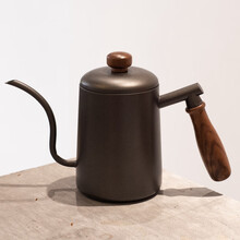 手冲咖啡温度计 304不锈钢挂耳长嘴壶细口壶套装带温度计防烫把手600ml Y3手冲壶(600ml黑)