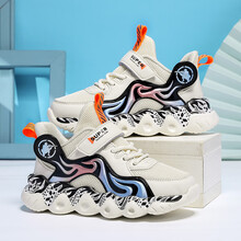 索熙2021春季高帮男童鞋保暖男童运动鞋板鞋透气儿童运动鞋宝宝韩版足球鞋 大童篮球鞋儿童鞋 3366双网米白 33（鞋内长20.3CM）