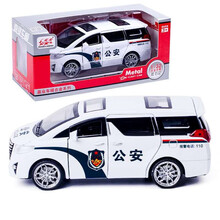 嘉业1:32仿真大众朗逸公安警车四开门声光回力合金车模型儿童玩具 阿尔法警车白色VB32484
