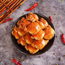 香辣蟹罐装一元蟹小螃蟹熟食即食海鲜全母蟹大闸蟹麻辣蟹钳小零食 375克公母1罐(香辣味)