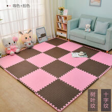 【好店认证】卧室爬爬垫爬行垫加厚海绵儿童泡沫垫拼图拼接地板垫子地垫榻榻米 咖啡+粉色--送边条 30*30*0.8厘米【10片装】