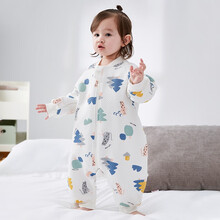 威尔贝鲁(WELLBER)婴儿睡袋儿童防踢被宝宝可脱袖空调房睡袋四季通用空气棉丛林豹子75