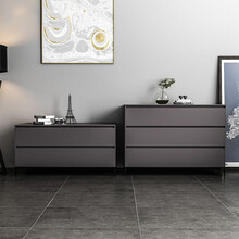 梵可可意式极简斗柜北欧客厅卧室轻奢收纳储物柜玄关柜现代简约二三斗柜 三斗柜高级灰1.2米