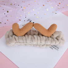 美道束发带女洗脸发箍绑发捆发卡头饰外出洗漱用敷面膜网红可爱不勒头 小鹿角 灰色 束发带