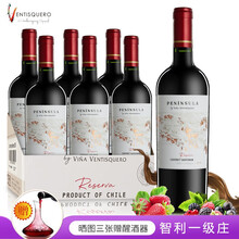 超市	【五家米其林餐厅选用酒庄】冰川酒庄智利原瓶进口葡萄酒 半岛珍藏级赤霞珠干型红酒整箱750ml*6支
