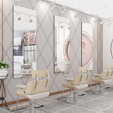 2021新品美发店镜台 理发店镜台网红美发镜子发廊潮美容款柜子 一体简约带灯LED落地镜美颜瘦身镜 170*70(无灯无框3个起发) 官方标配