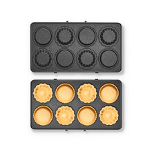 韩国大宇（DAEWOO）轻食机烹饪机 三明治早餐机电饼铛烙饼锅 家用网红小型多功能懒人烤盘华夫饼机 饼殼烤盘(双片粉)