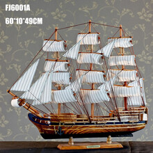 创意一帆风顺船模型地中海手工艺装饰船时尚现代家居帆船招财摆件礼物 60CM船--A