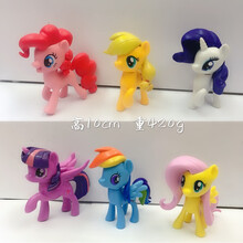 小马宝莉手办 小马宝莉六主角基础小马人偶紫悦柔柔云宝碧琪珍奇型玩偶儿童 六主角一套袋装(高约9m)带贴画