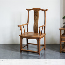 仙作海棠红木家具非洲鸡翅木（学名：非洲崖豆木）新中式实木四出头官帽椅古典太师椅仿古单人椅主人椅会客椅 官帽椅