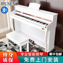 ipusen电钢琴88键重锤初学者入门成人家用儿童智能数码钢琴学生幼师专业立式考级教学用琴 演奏级-PN19重锤键-木纹白【高柜多功能蓝牙】