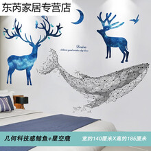 男生潮房间海报墙纸自粘ins卧室装饰品布置墙壁贴画创意墙上贴纸 几何科技感鲸鱼+星空鹿【领券满90减10元】 特大