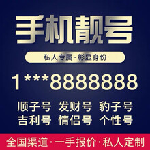 中国电信 手机号码卡靓号全国号段手机号码卡情侣号电话卡豹子号手机卡顺子号手机号吉祥移动手机靓号生日号 老号段靓号定制先联通客服选号再拍下