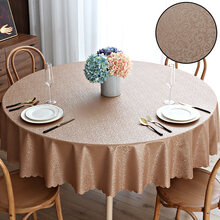 桌布欧式防水防油防烫免洗酒店饭店家用圆形大圆桌餐桌布台布布艺 万年青-小资咖【不厚包退，不软包退，不防油包退】 圆240cm【拼接】(建议直径2米以内桌子用)