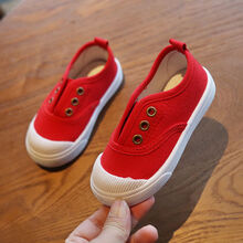 2021春款小童鞋宝宝单鞋儿童帆布鞋女童幼儿园男童板鞋布鞋室内鞋1 C01红色 21 码/内长14.5cm