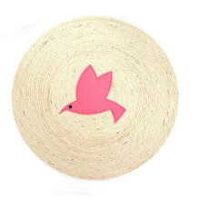 天然剑麻猫抓板猫咪磨爪玩具 可爱猫抓垫子耐抓逗猫玩具 猫窝垫 米色小鸟(39*39CM)